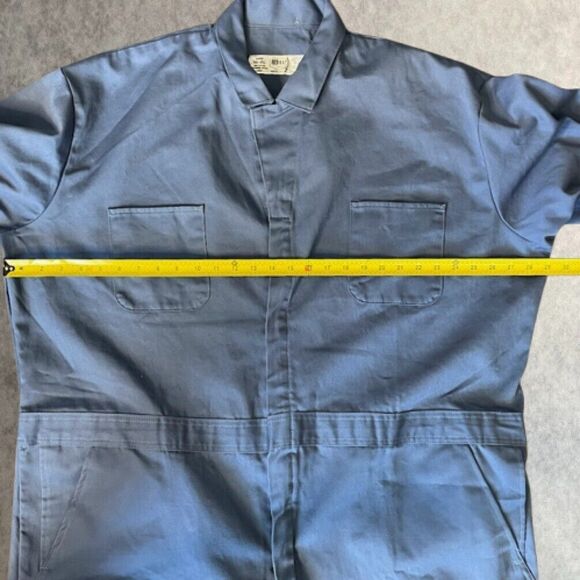 Red Kap Snap Front Cotton Work Coverall Mens Size 56 R Blue Long Sleeve Uniform - Picture 11 of 14
